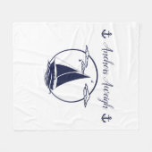 Couverture Polaire Voilier bleu marine silhouette/ancrages aweigh (Devant (Horizontal))