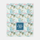 Couverture Polaire Voilier d'aquarelle avec le motif de palmier (Devant)