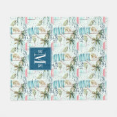 Couverture Polaire Voilier d'aquarelle avec le motif de palmier (Devant (Horizontal))