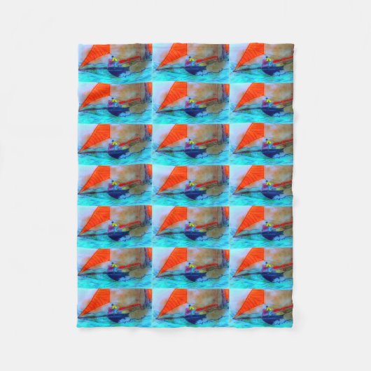 Couverture Polaire voilier rouge à voile blanc (Devant)