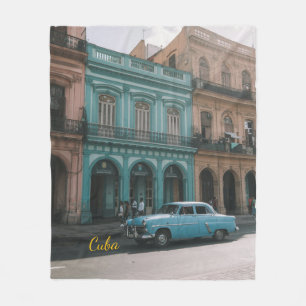 Couverture Polaire Voiture Américaine Vintage Turquoise Cuba La Havan