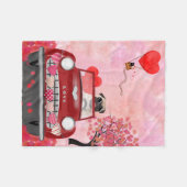 Couverture Polaire Voiture de chien carlin avec les coeurs Saint-Vale (Devant (Horizontal))