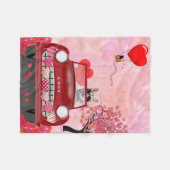 Couverture Polaire Voiture de conduite Husky Sibérienne avec Coeurs (Devant (Horizontal))