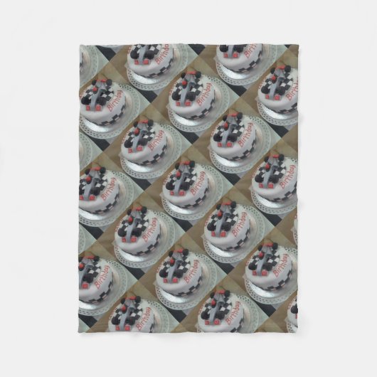 Couverture Polaire voiture de course d'anniversaire heureuse (Devant)