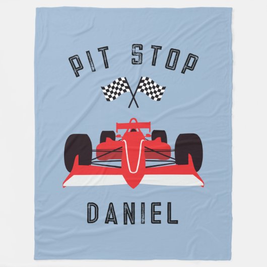 Couverture Polaire Voiture de course moderne Blue Kids Red Racing (Devant)