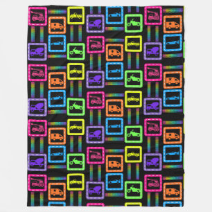 Couverture Polaire Voitures arc-en-ciel noir