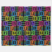 Couverture Polaire Voitures arc-en-ciel noir (Devant (Horizontal))