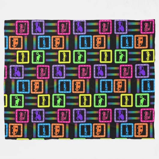 Couverture Polaire Voitures arc-en-ciel noir (Devant (Horizontal))