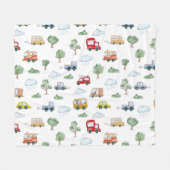 Couverture Polaire Voitures De Cartoon Avec Véhicules Motif sans cout (Devant (Horizontal))