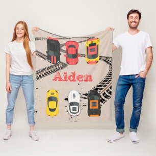 Couverture Polaire Voitures de course avec des marques de pneus