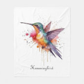 Couverture Polaire Vol coloré, aquarelle colibri personnalisé (Devant)