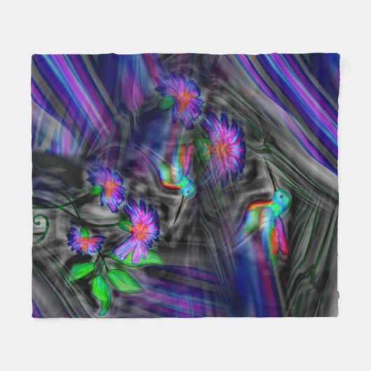 Couverture Polaire Vol de nuit de colibri (Devant (Horizontal))