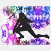 Couverture Polaire Volley-ball Aquarelle Blanche polaire (Devant (Horizontal))
