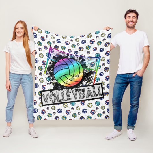 Couverture Polaire Volley Ball Fleece Blanche (En situation)