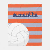 Couverture Polaire Volley-ball géant bleu marine et orange rayé (Devant)