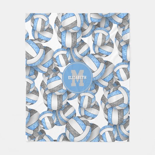Couverture Polaire volley-ball gris bleu girly (Devant)