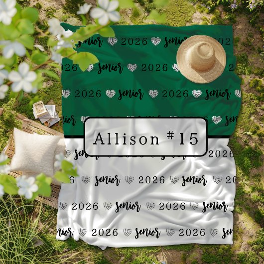 Couverture Polaire Volley-ball personnalisé Senior vert et blanc