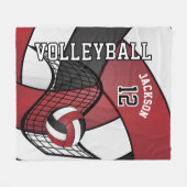 Couverture Polaire Volley-ball 🏐 Sport à Maroon Rouge, Blanc et Noir (Devant (Horizontal))