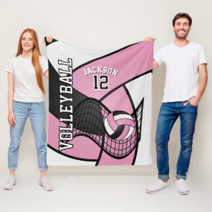 Couverture Polaire Volley-ball 🏐 Sport en Bébé rose, blanc et noir