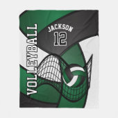 Couverture Polaire Volley-ball 🏐 sport en vert foncé, blanc et noir (Devant)