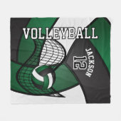 Couverture Polaire Volley-ball 🏐 sport en vert foncé, blanc et noir (Devant (Horizontal))