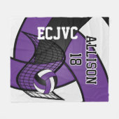 Couverture Polaire Volley-ball 🏐 Sport-Purple, Blanc et Noir (Devant (Horizontal))