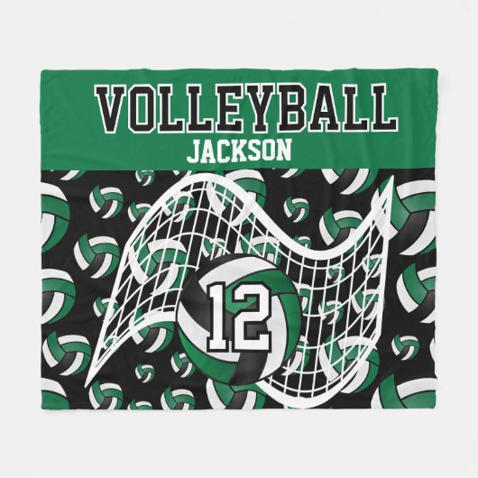Couverture Polaire Volley-ball - Vert, Noir et Blanc (Devant (Horizontal))