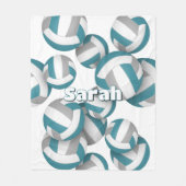 Couverture Polaire Volley gris turquoise filles salle de sport décora (Devant)