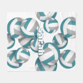 Couverture Polaire Volley gris turquoise filles salle de sport décora (Devant (Horizontal))