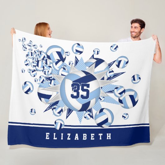 Couverture Polaire volleyball bleu clair étoile sa salle de sport (En situation)