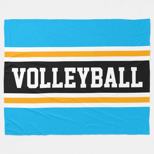 Couverture Polaire VOLLEYBALL ciel clair Bleu Jaune Bande Noire (Devant (Horizontal))
