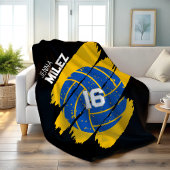 Couverture Polaire Volleyball Personnalisé Bleu et Jaune