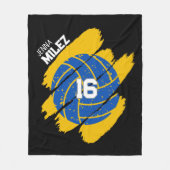 Couverture Polaire Volleyball Personnalisé Bleu et Jaune (Devant)