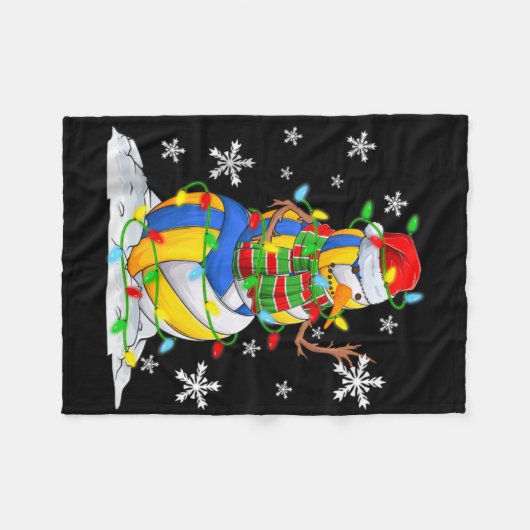 Couverture Polaire Volleyball Snowman Christmas Tree Lights Xma T Shi (Devant (Horizontal))