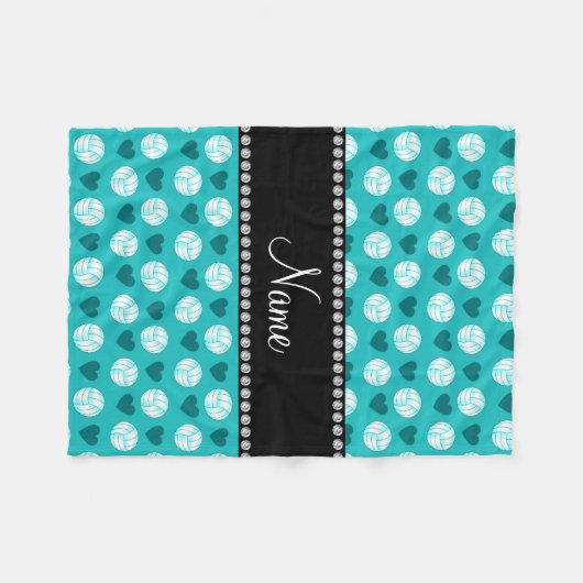 Couverture Polaire Volleyballs et coeurs nommés faits sur commande de (Devant (Horizontal))