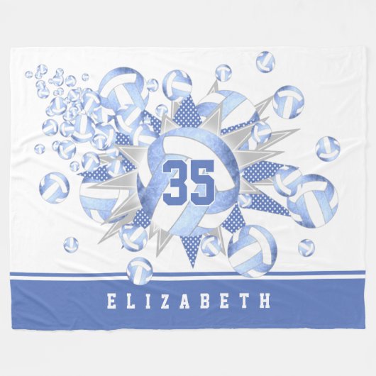 Couverture Polaire volleyballs et étoiles bleu clair (Devant (Horizontal))