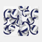 Couverture Polaire volleyballs gris marine filles salle de sport déco (Devant (Horizontal))