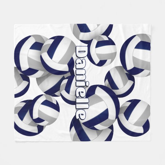Couverture Polaire volleyballs gris marine filles salle de sport déco (Devant (Horizontal))