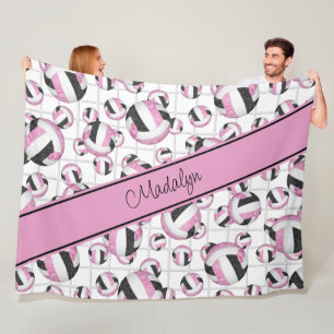 Couverture Polaire Volleyballs noir rose motif net accent