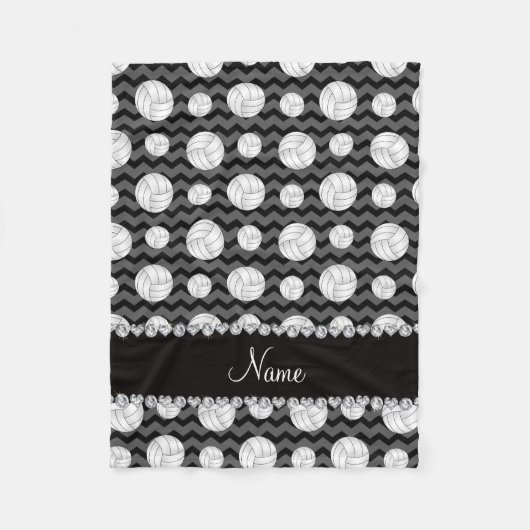 Couverture Polaire Volleyballs noirs nommés personnalisés de chevrons (Devant)