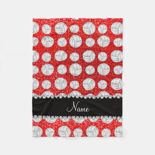 Couverture Polaire Volleyballs rouges au néon nommés faits sur (Devant)