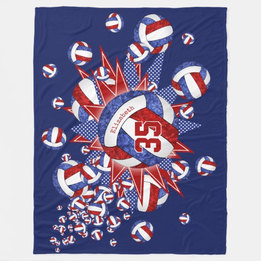 Couverture Polaire volleybals et étoiles blancs (Devant)