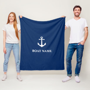 Couverture Polaire Votre bleu d'Ancre de boule de nom de bateau