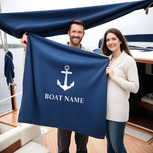 Couverture Polaire Votre bleu d'Ancre de nom de bateau
