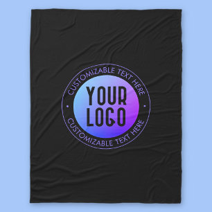 Couverture Polaire Votre logo & moderne bleu & violet Ombre dégradant