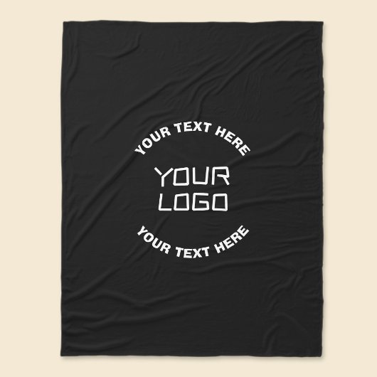 Couverture Polaire Votre logo ou image et texte modifiable | Noir & B