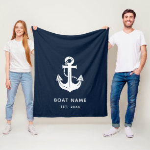 Couverture Polaire Votre nom de bateau Ancre Bleue