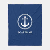 Couverture Polaire Votre nom de bateau Sea Ancre Blue (Devant)