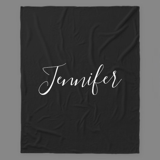 Couverture Polaire Votre nom | Élégant script blanc sur noir