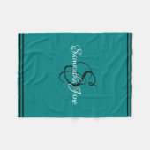 Couverture Polaire Votre nom et manuscrit noir et blanc turquoise (Devant (Horizontal))